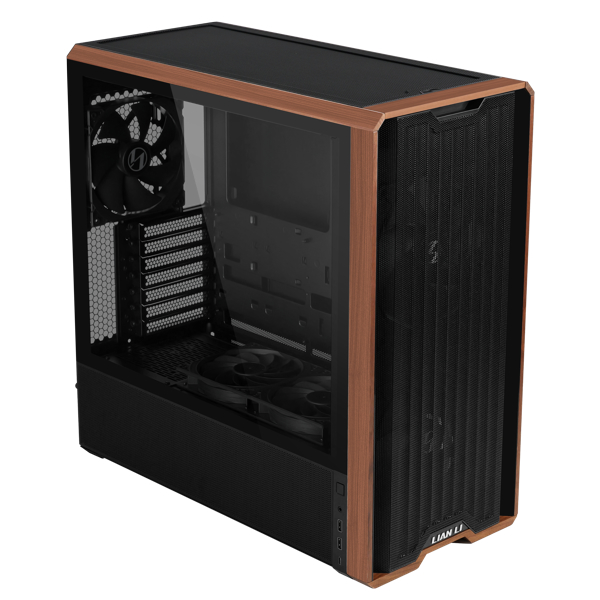 Lian Li LANCOOL 217 Genuine Walnut Wood Computer Case, Mid-Tower ATX PC Case with 5 Pre-Installed PWM Fans 2x170mm, 2x120mm & 1x140mm, Flexible PSU & Cable Installation - Black