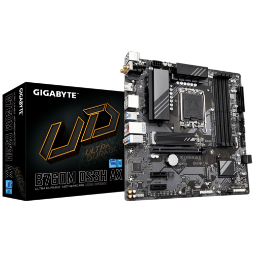 GIGABYTE B760M DS3H AX DDR5 Motherboard Supports Intel Core 12th-13th-14th Gen CPUs With 2xPCIe 4.0 M.2 Slots and DDR5 Memory