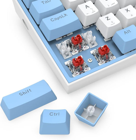 لوحة مفاتيح ميكانيكية Redragon K617 Fizz باللون الأزرق/الأبيض ومفاتيح حمراء RGB Compact 60%