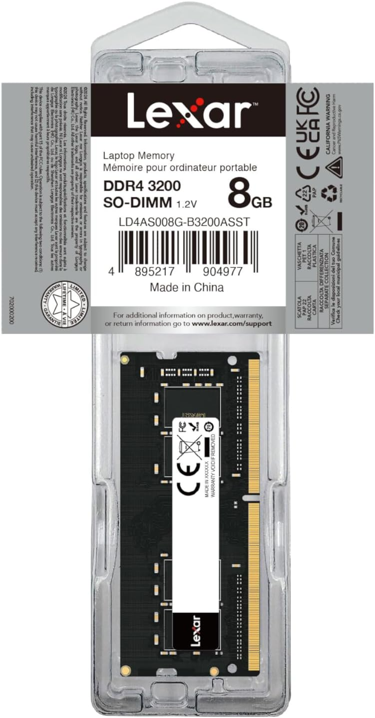 Lexar SODIMM DDR4 RAM 8GB 3200 MHz SODIMM Laptop Memory
