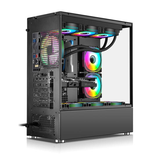 صندوق Xander Jupiter Mid Tower مع 6 مراوح Argb ووحدة إمداد الطاقة 850 واط 80+ برونزي PCIe 5.0 Atx 3.1