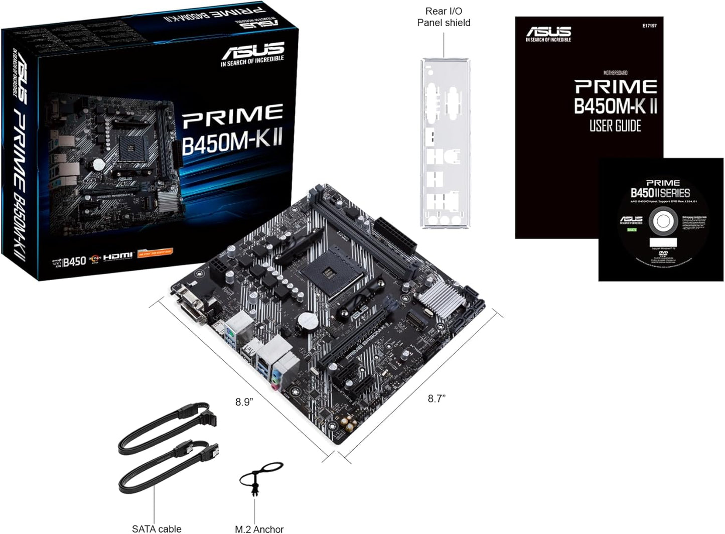 اللوحة الأم ASUS Prime B450M-K II بمقبس AM4