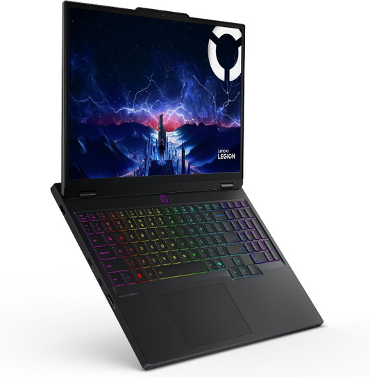 Gaming laptop with colorful keyboard on a white background