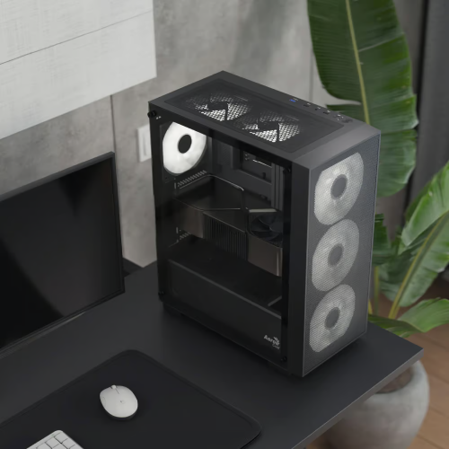 Aerocool B509A Flow Black 6 Argb Fans Mid Tower Case With Psu 650w Bronze