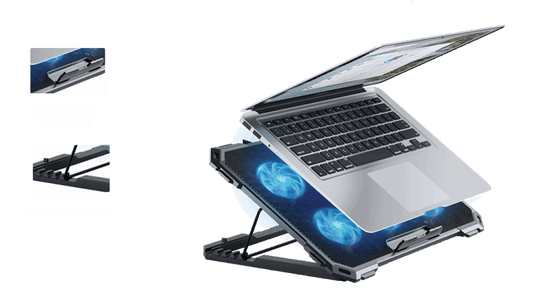 مبرد ICE-06N لأجهزة الكمبيوتر المحمولة حتى 17 بوصة مزود بـ 6 مراوح من st-standard - أسود