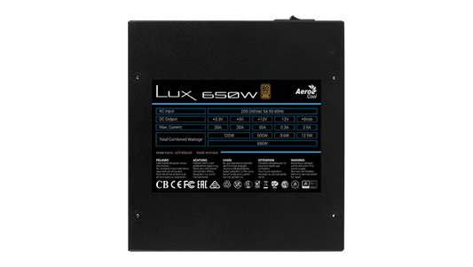 مكثف أساسي Aerocool LUX 650 واط ماركة يابانية مزود طاقة برونزي 80+