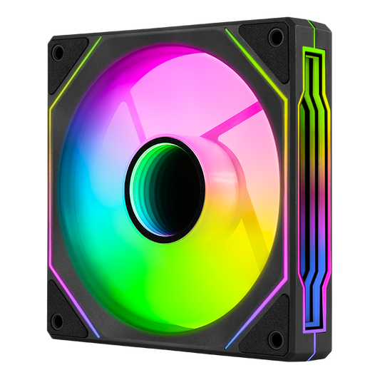 Aerocool Phantom M-3 Black 120mm PWM fan-ARGB design-Compatible with Addressable RGB motherboards-16.8 million colors