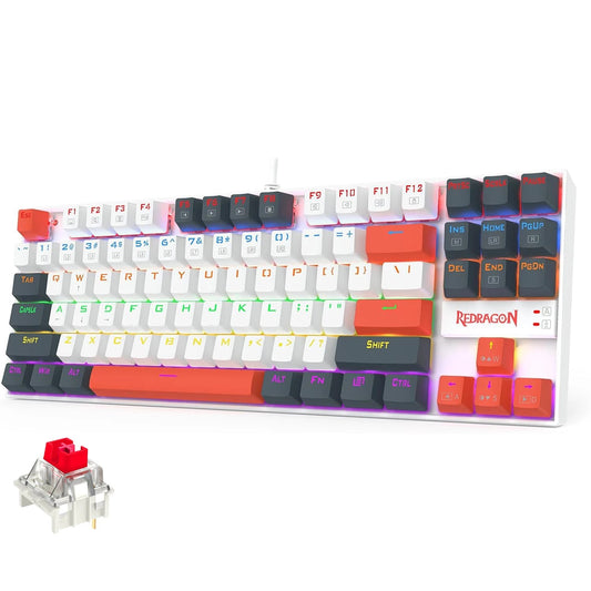 لوحة مفاتيح الألعاب الميكانيكية Redragon K552 WLR-R kumara بإضاءة خلفية قوس قزح ومفتاح أحمر