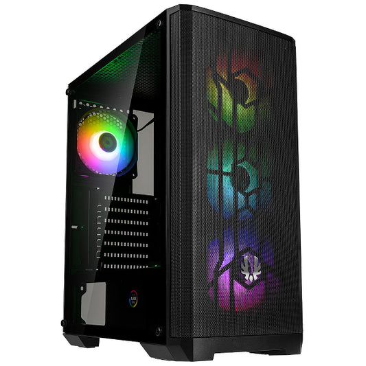BitFenix Nova Mesh TG Mid Tower Case Tempered Glass Window, 4 FAN FRGB Black