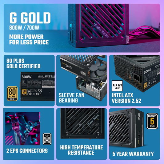 Cooler Master G800 Gold - 800W 80 Plus Gold Certified Power Supply