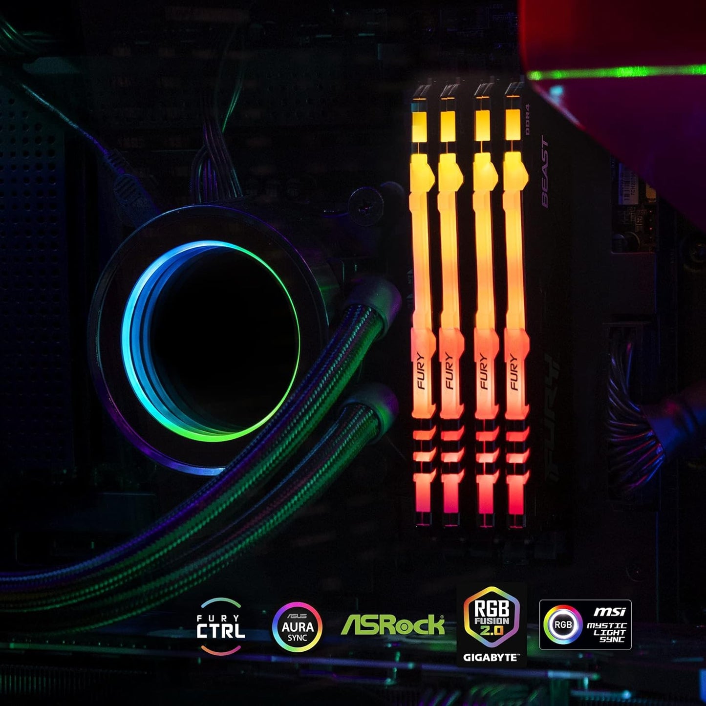 Kingston Fury Beast RGB 16GB DDR4 3200MHz CL16 Desktop Memory