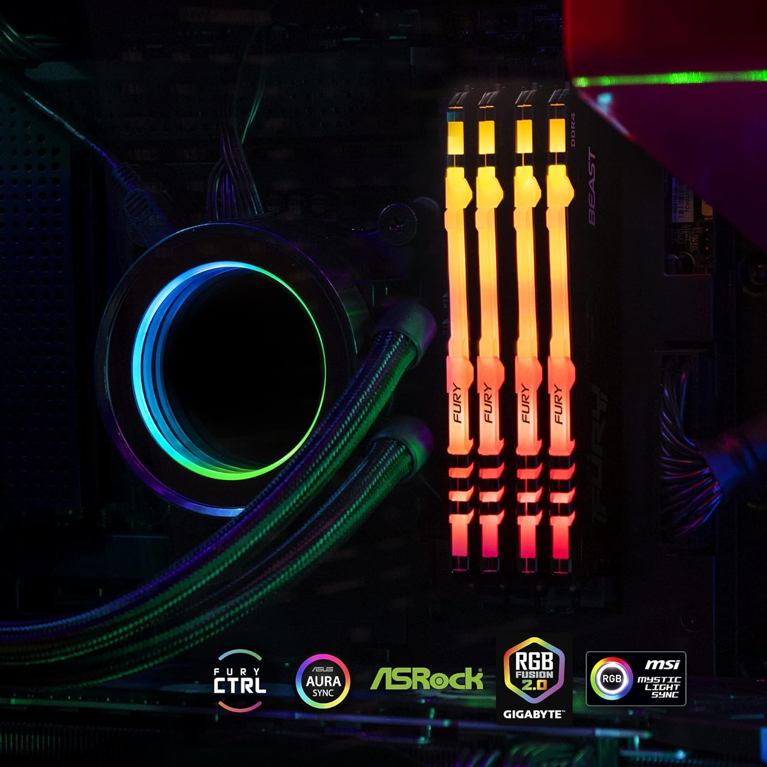 Kingston Fury Beast RGB 16GB DDR4 3200MHz CL16 Desktop Memory