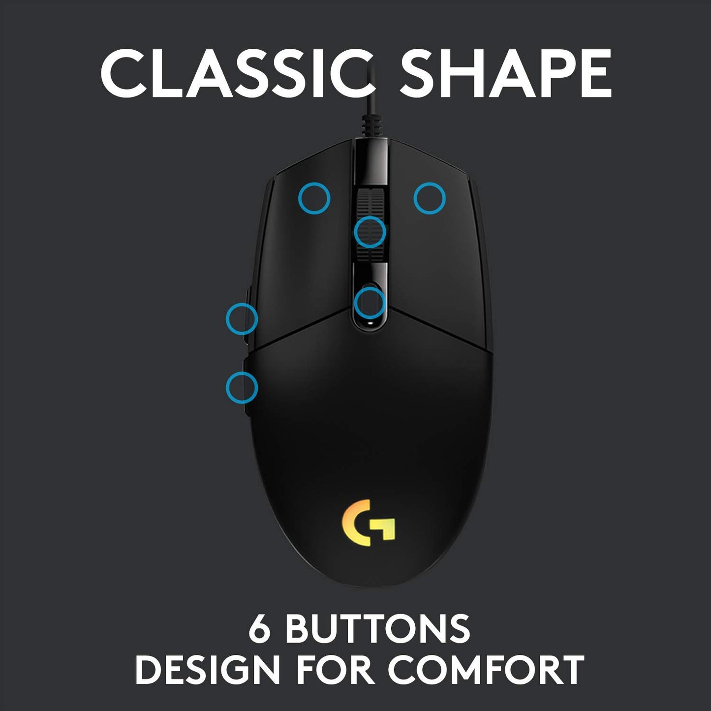 Logitech G102 USB Light Sync Gaming Mouse with Customizable RGB Lighting, 6 Programmable Buttons