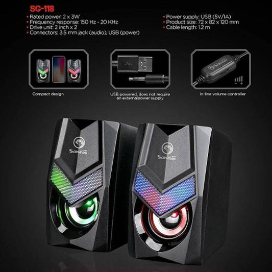 Marvo SG-118 2.0 Stereo RGB Gaming Speaker