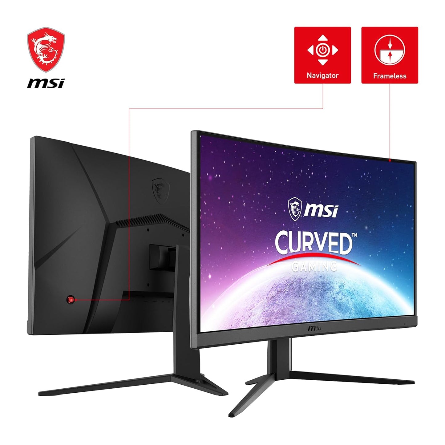 MSI G24C4 E2 24 Inch FHD Curved Gaming Monitor - 1500R 1920 x 1080 VA Panel, 180Hz / 1ms