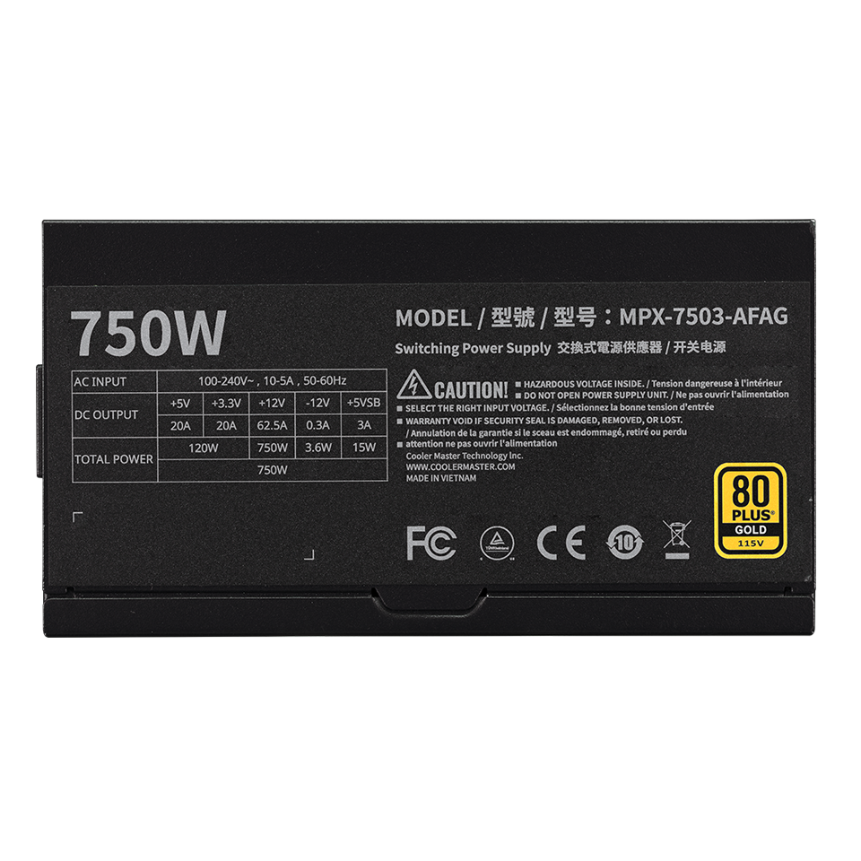 Cooler Master 750W MWE Gold V3 Full Modular ATX 3.1 80Plus Gold Power Supply