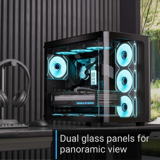 Aerocool P500C Black 4 Argb Fans Mid Tower Case tempered glass With Psu LUXPRO 750W 80+ Bronze