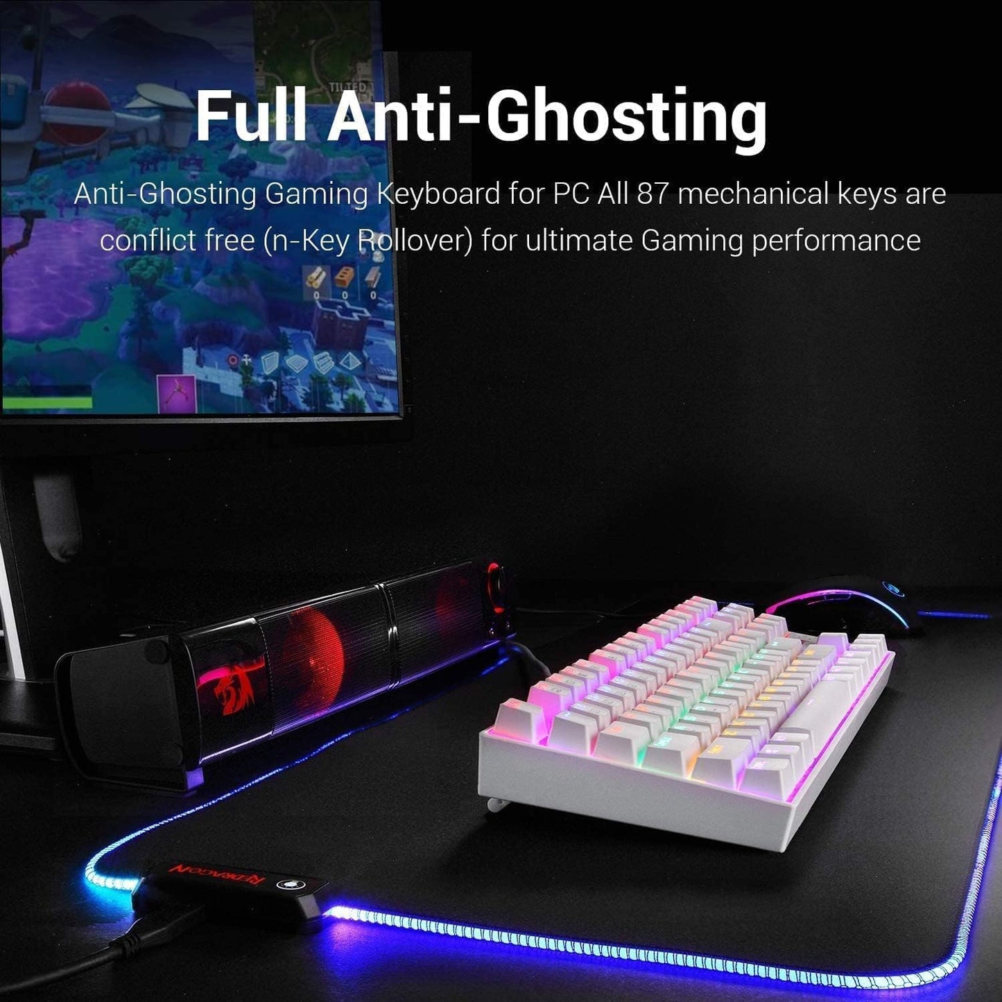 Redragon K552R Kumara RAINBOW Mechanical Gaming Keyboard Blue Switch White