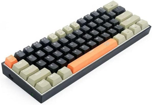 REDRAGON K606 LAKSHMI White LED 60% Gaming Mechanical Keyboard – Blue Switches - English & Arabic Keys - (ORANGE, BLACK & GREY)