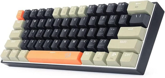 REDRAGON K606 LAKSHMI White LED 60% Gaming Mechanical Keyboard – Blue Switches - English & Arabic Keys - (ORANGE, BLACK & GREY)