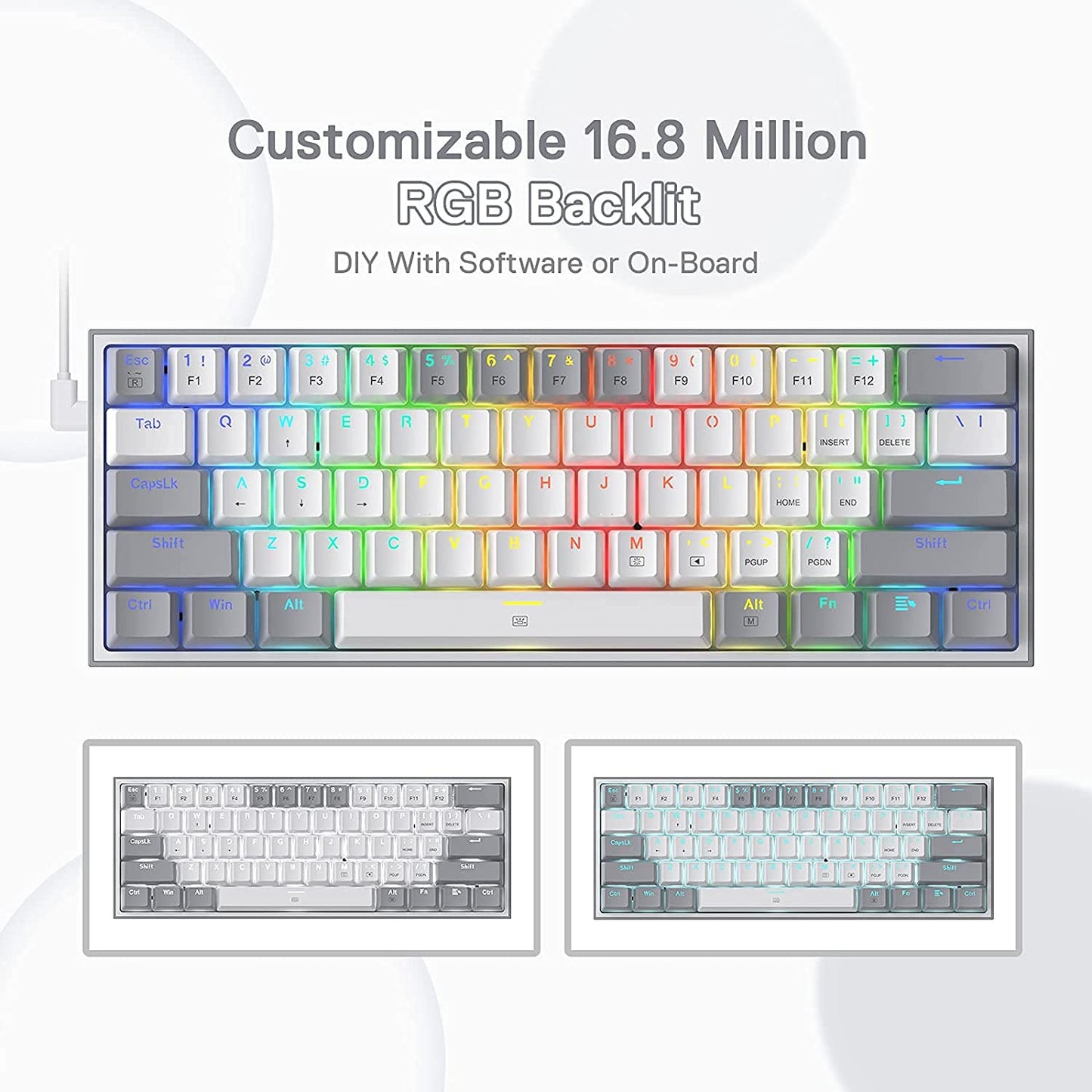 Redragon K617 Fizz 60% Wired RGB Red Switch Gaming Keyboard