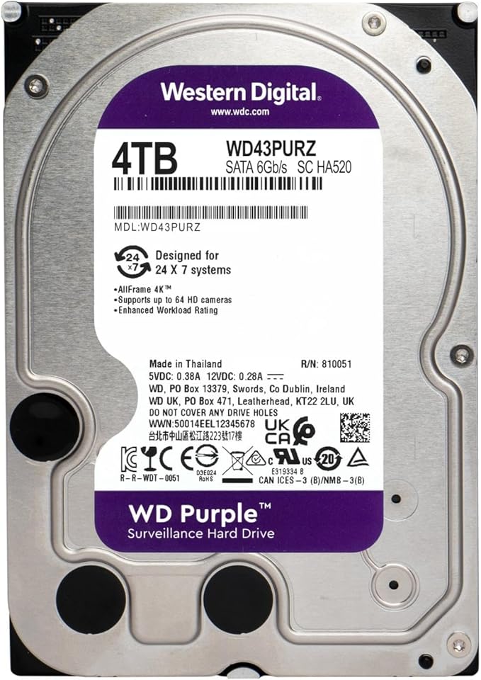 Western Digital 4TB Purple  SATA 6 Gb/s Desktop Hard Drive - ALARABIYA COMPUTER