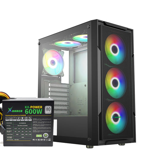 Xander Hulk Black 4 Argb Fans Mid Tower Case With Psu 600W 80+ White