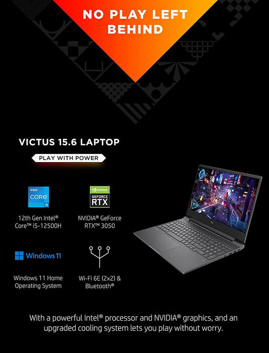HP Victus 15 Gaming Laptop, NVIDIA GeForce RTX 3050, 12th Gen Intel Core i5-12450H , 8 GB RAM, 512 GB SSD, Full HD Display