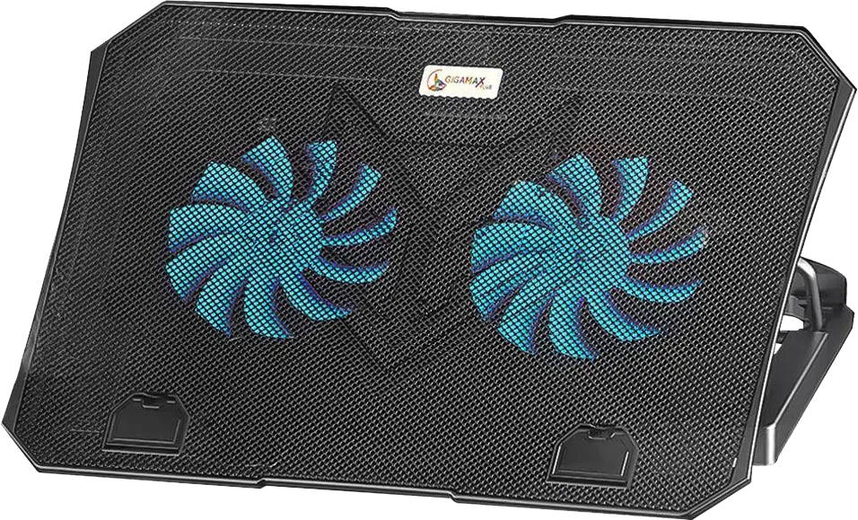 مبرد كمبيوتر محمول Gigamax GM-88 Plus بمروحتين حتى 15.6 بوصة - أسود 