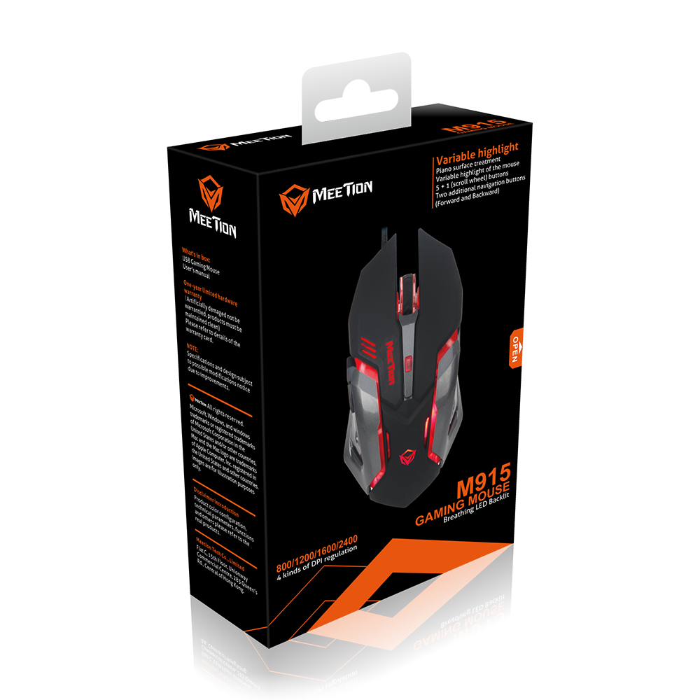Meetion M915 optical Backlight gaming mouse 5 buttons 2400dpi