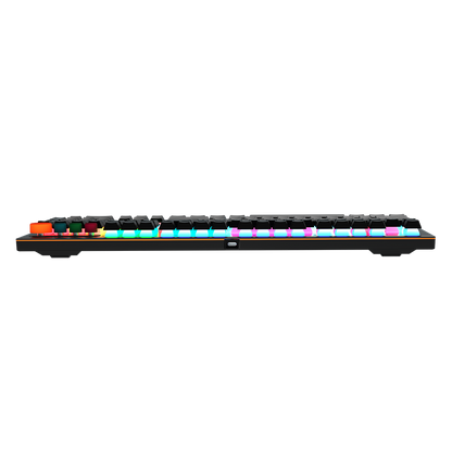 Wired mechanical keyboard side view with multicolor RGB key backlighting