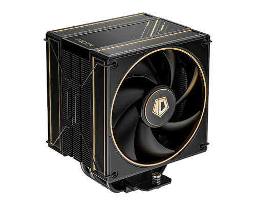 Computer cooling system with a prominent fan on a white background