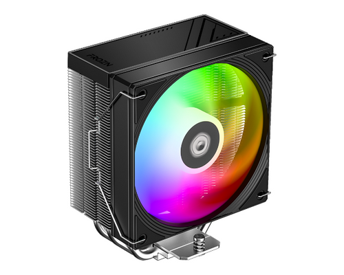 Computer cooling system with RGB fan on a white background