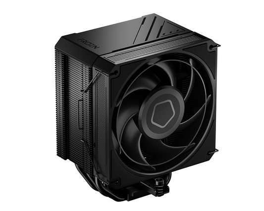 Black CPU air cooler with front fan and finned heatsink