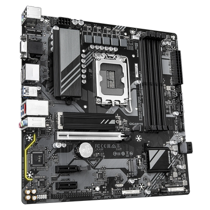 تدعم اللوحة الأم GIGABYTE B760M DS3H GEN5 DDR5 معالجات Intel Core من الجيل الثاني عشر والثالث عشر والرابع عشر مع فتحة PCIe 5.0 x16 وفتحتي PCIe 4.0 M.2