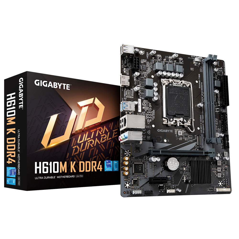 Gigabyte H610M K DDR4 Motherboard Supports Intel Core 12th-13th-14th Gen CPUs