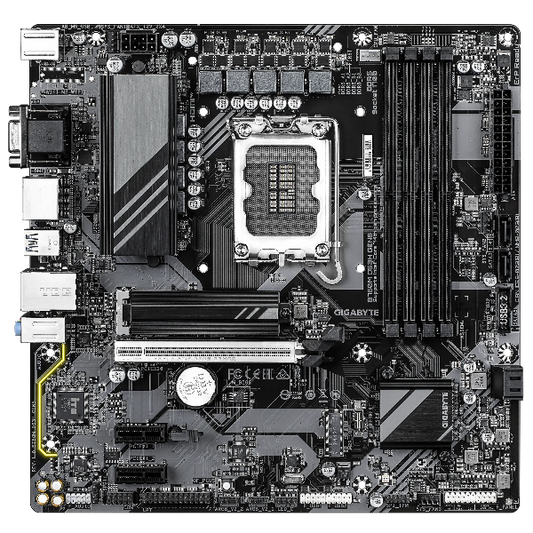 تدعم اللوحة الأم GIGABYTE B760M DS3H GEN5 DDR5 معالجات Intel Core من الجيل الثاني عشر والثالث عشر والرابع عشر مع فتحة PCIe 5.0 x16 وفتحتي PCIe 4.0 M.2