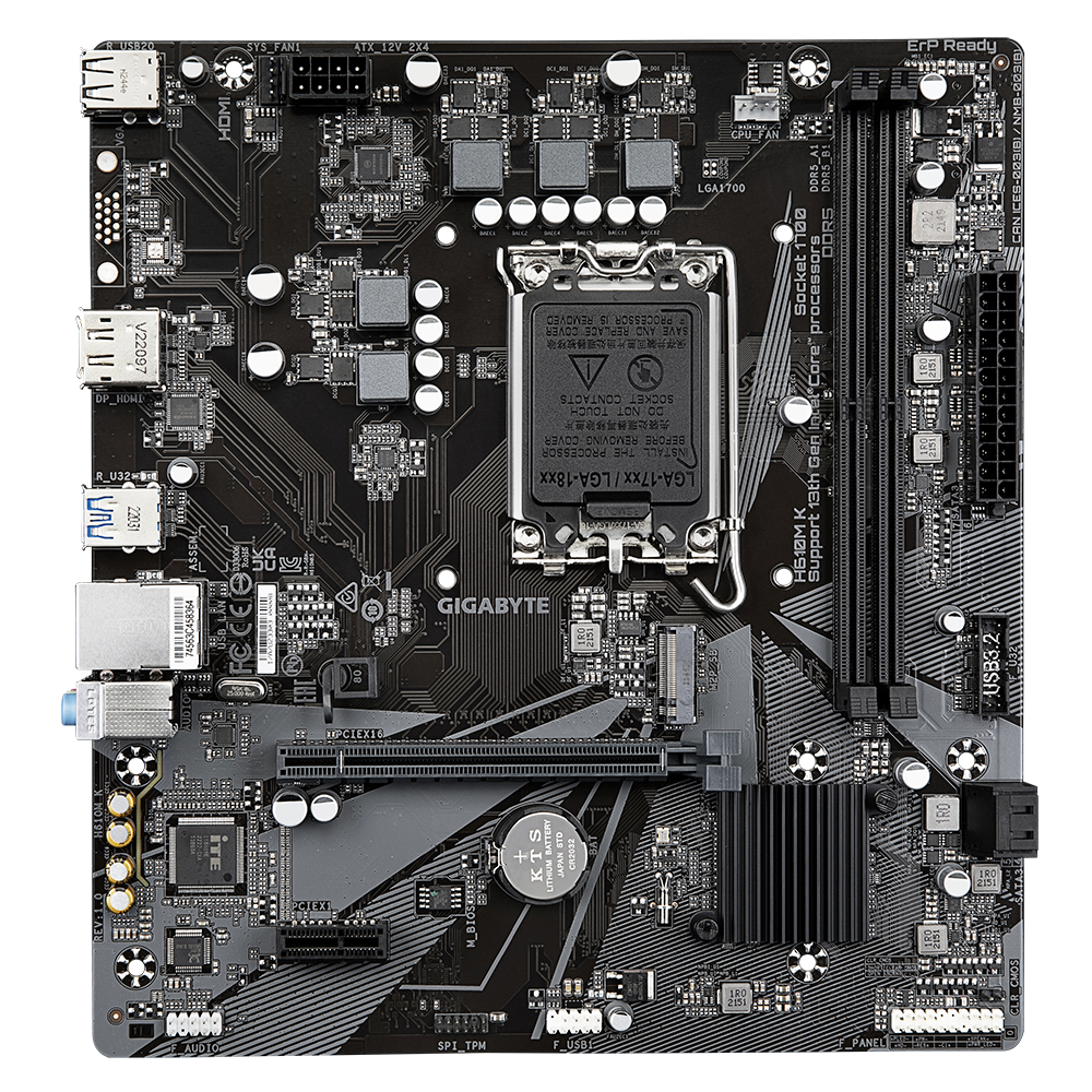 Gigabyte H610M K DDR4 Motherboard Supports Intel Core 12th-13th-14th Gen CPUs