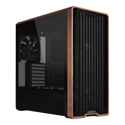 Lian Li LANCOOL 217 Genuine Walnut Wood Computer Case, Mid-Tower ATX PC Case with 5 Pre-Installed PWM Fans 2x170mm, 2x120mm & 1x140mm, Flexible PSU & Cable Installation - Black