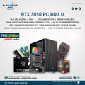 Advertisement for an RTX 3050 PC build with components and pricing details.