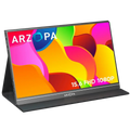 شاشة Arzopa S1Table المحمولة، مقاس 15.6 بوصة، عالية الدقة بالكامل، 60 هرتز، عرض IPS بزاوية 85 درجة، نطاق ألوان 72%، منفذ Mini-HDMI + منفذ USB-C مزدوج، سطوع 300 شمعة، حامل مدمج ومكبرات صوت