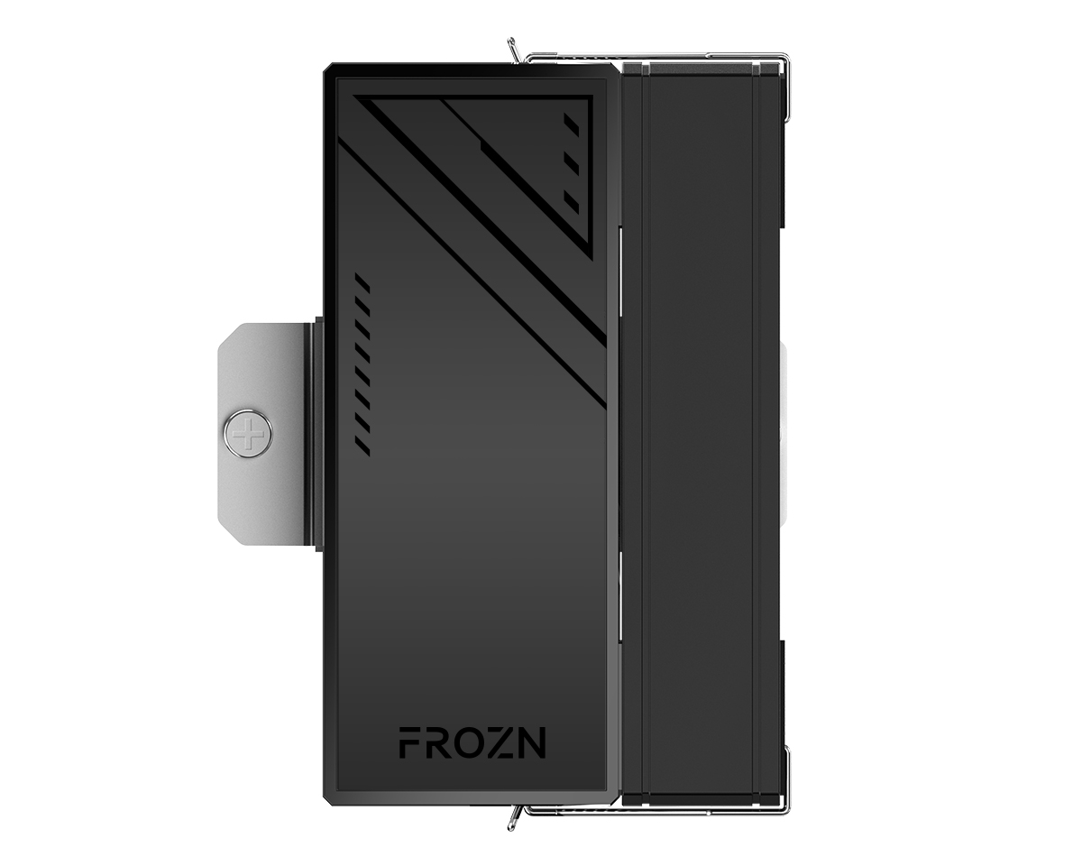 Air CPU cooler with black shroud labeled FROZN and radiator fins