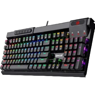Mechanical gaming keyboard with RGB key lighting and compact macro section, black