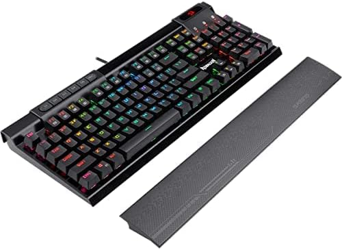 Mechanical gaming keyboard with RGB keys and included textured wrist rest, black