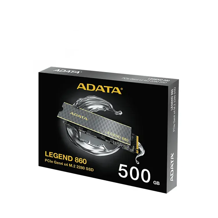 ADATA Legend 860 500GB M.2 NVMe Gen 4 SSD retail box, black packaging