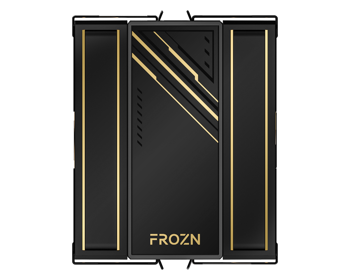 ID-COOLING black CPU air cooler with gold FR0ZN logo and vented side panels