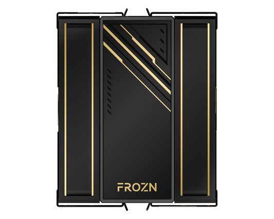 ID-COOLING black CPU air cooler with gold FR0ZN logo and vented side panels