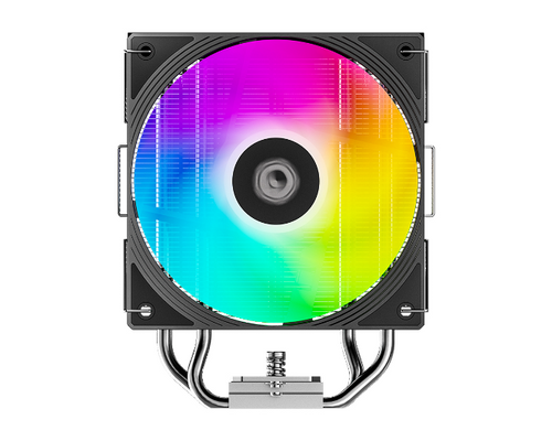 Computer cooling fan with RGB lighting on a white background