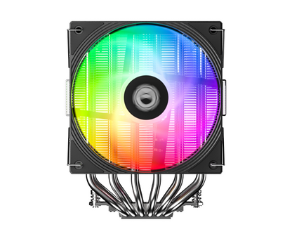 Computer cooling fan with RGB lighting on a white background