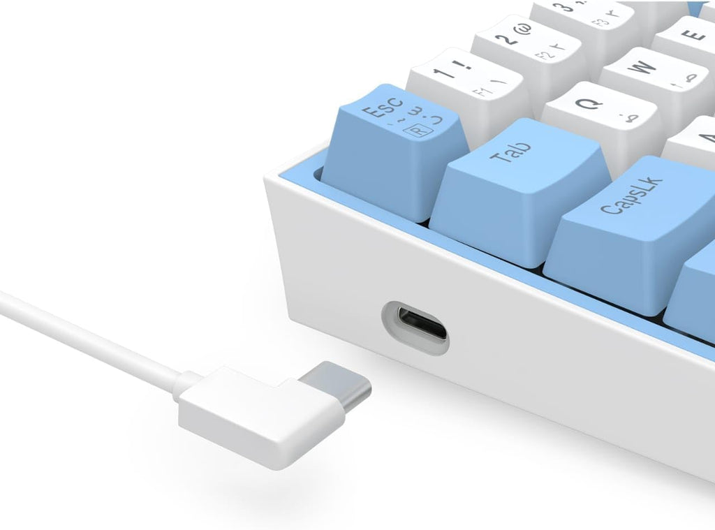 لوحة مفاتيح ميكانيكية Redragon K617 Fizz باللون الأزرق/الأبيض ومفاتيح حمراء RGB Compact 60%